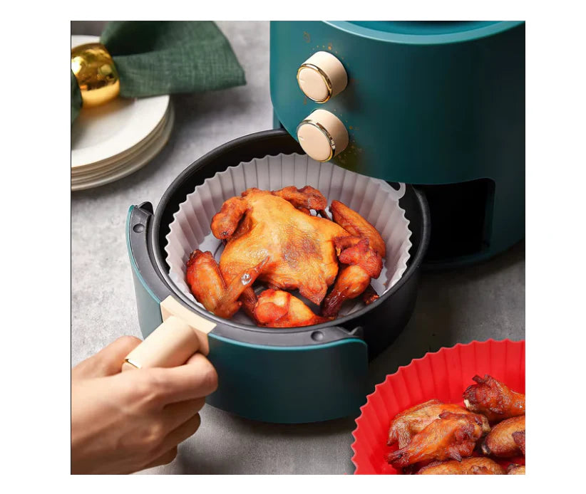 Tava pentru Air Fryer din Silicon, 18.3 cm, Gri, AT PERFORMANCE®, O Solutie Practica si Versatila pentru Gatitul Sanatos